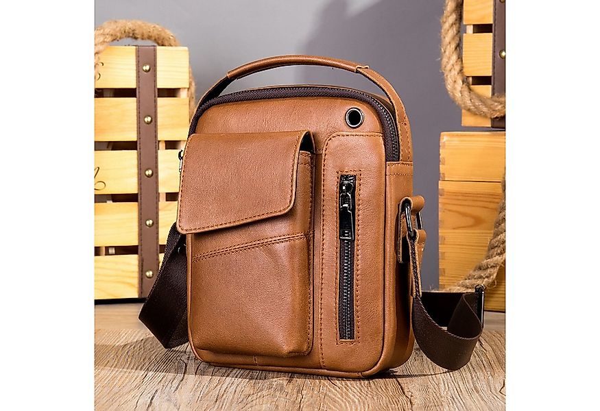 YUBRO-STUDIO Umhängetasche Herren Leder Schultertasche Crossbody Messenger günstig online kaufen