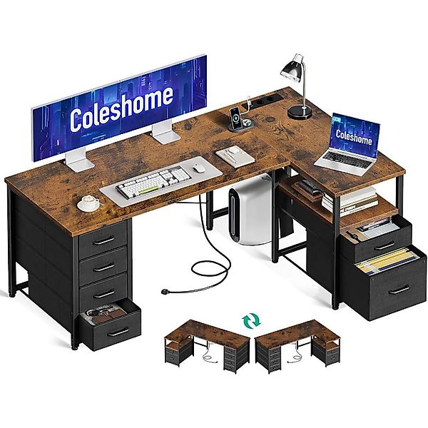 LuxusKollektion Eckschreibtisch Schreibtisch mit Stoff Schubladen günstig online kaufen