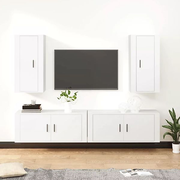 Vidaxl 4-tlg. Tv-schrank-set Weiß Holzwerkstoff günstig online kaufen