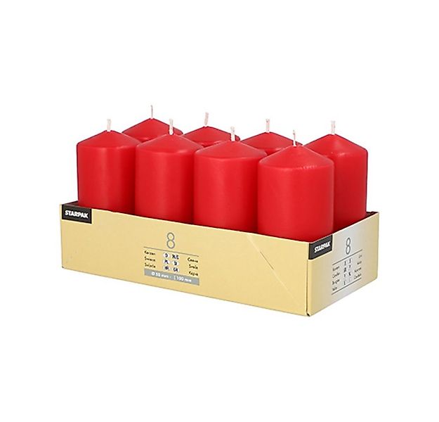 Starpak Stumpenkerze 8 Stumpenkerzen Ø 50 mm · 100 mm rot günstig online kaufen