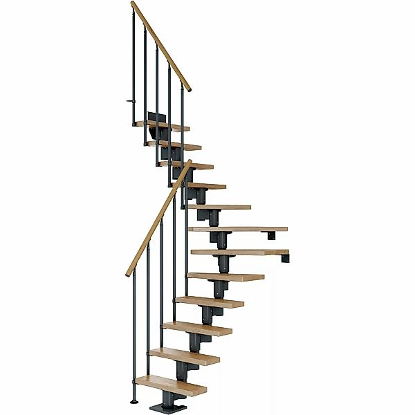 Dolle Mittelholmtreppe Dublin Eiche Anthrazit GH bis 337 cm 1/4 Gewendelt 6 günstig online kaufen