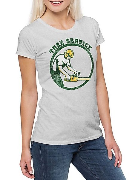 Urban Backwoods Print-Shirt Tree Service V Damen T-Shirt Holzfäller Axt Wal günstig online kaufen