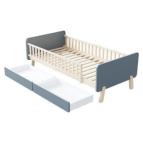 Fanttik Bettgestell Kinderbett mit 2 Schubladen – 90x190 cm, Massivholz günstig online kaufen