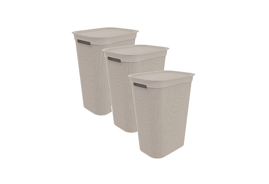ROTHO Wäschekorb Wäschesammler Brisen 50l mit Deckel (3 St), Luftzirkulatio günstig online kaufen