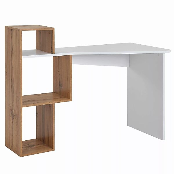 Schreibtisch mit Regal Weiß / Eiche 120x60x95 cm Skandinavisch Bürotisch | günstig online kaufen