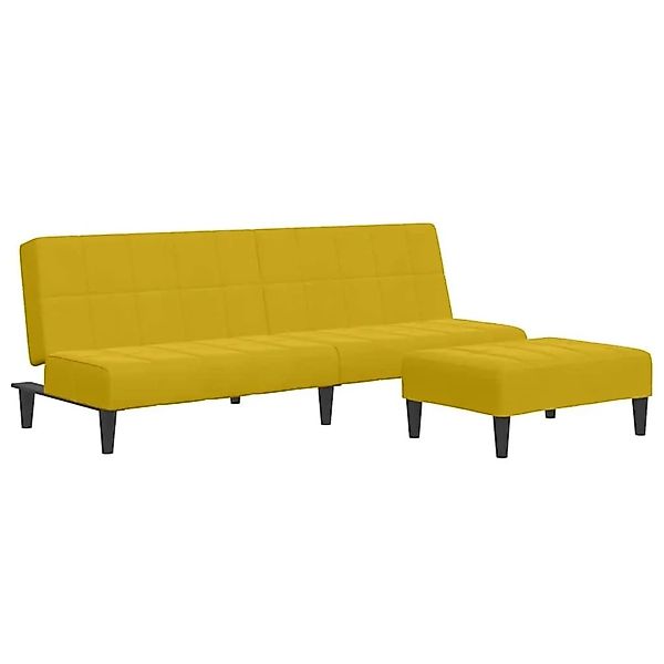 vidaXL Schlafsofa 2-Sitzer mit Fußhocker Gelb Samt 3258131 günstig online kaufen