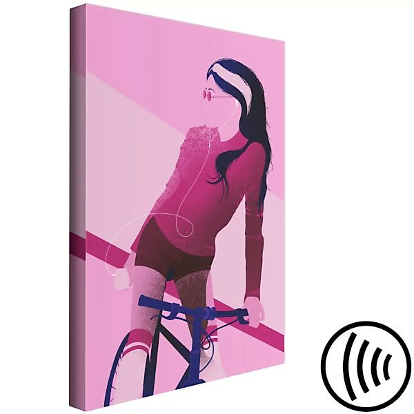 Bild auf Leinwand Woman on Bicycle (1 Part) Vertical XXL günstig online kaufen