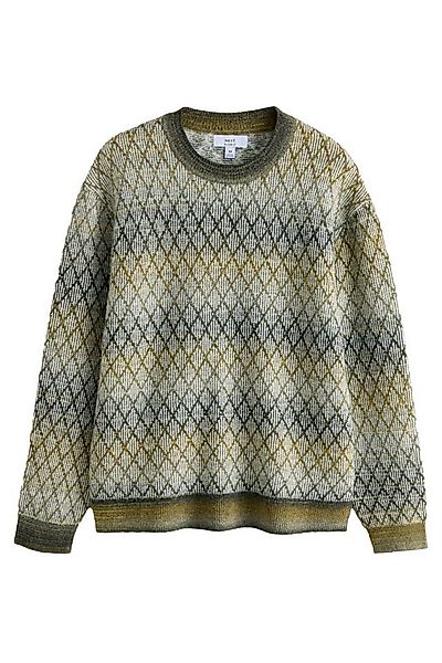 Next Rundhalspullover Relaxed Fit Rundhalspullover mit Rautenmuster (1-tlg) günstig online kaufen