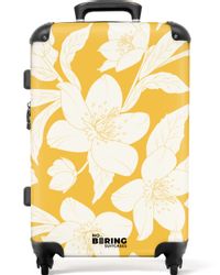 NoBoringSuitcases.com© Hartschalen-Trolley Gelb mit weißen Blüten günstig online kaufen