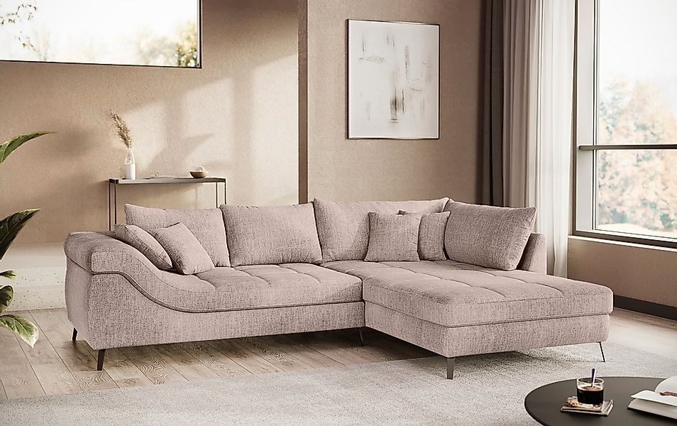 Mr. Couch Ecksofa »Portofino L-Form«, 4 Bezugsqualitäten, 13,5 cm hohe Meta günstig online kaufen