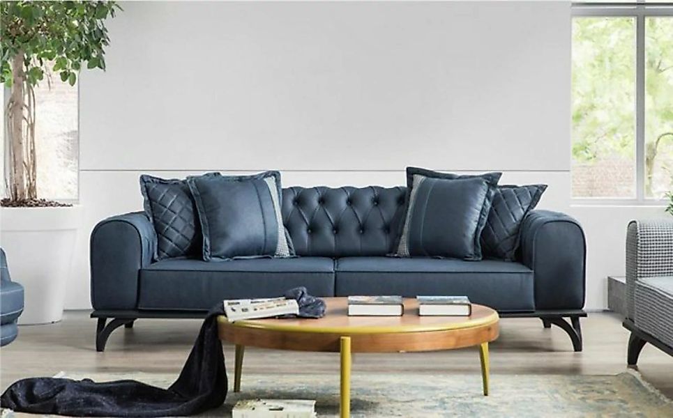 JVmoebel Chesterfield-Sofa Moderne Chesterfield Couch Polster Möbel Blaue C günstig online kaufen