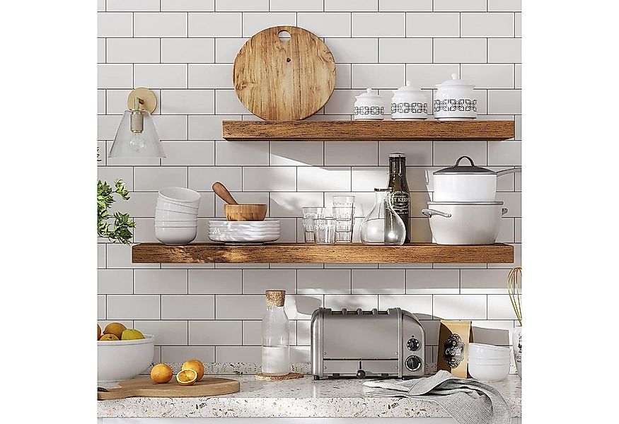 VASAGLE Wandregal, 3-tlg., Wandboard, Bereite 40 / 60 / 80 cm, Schweberegal günstig online kaufen