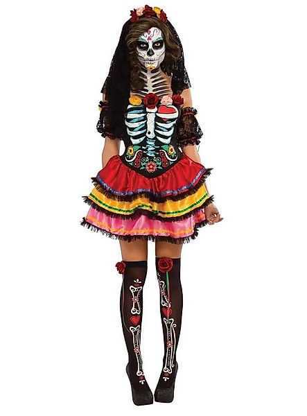Rubie´s Kostüm Skelett Día de los Muertos Halloween Kostüm Damen, Farbenprä günstig online kaufen