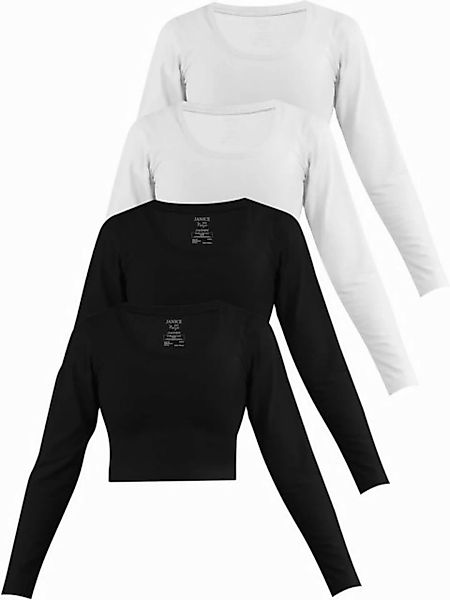 Janice Langarmshirt 4 x Damen crop Langarmshirt Nerja Kurzer Pullover aus B günstig online kaufen