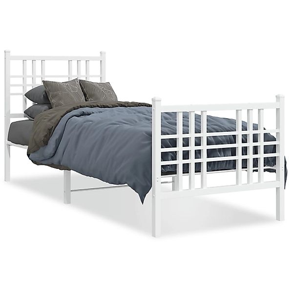 vidaXL Bettgestell mit Kopf- und Fußteil Metall Weiß 80x200 cm 376382 günstig online kaufen