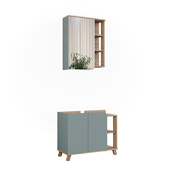 Vicco Badmöbel-Set Karen, Sonoma/Blau, 2 Teile, günstig online kaufen