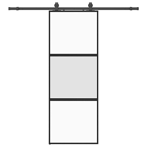 vidaXL Schiebetür mit Beschlag Schwarz 76x205 cm Hartglas 3375877 günstig online kaufen