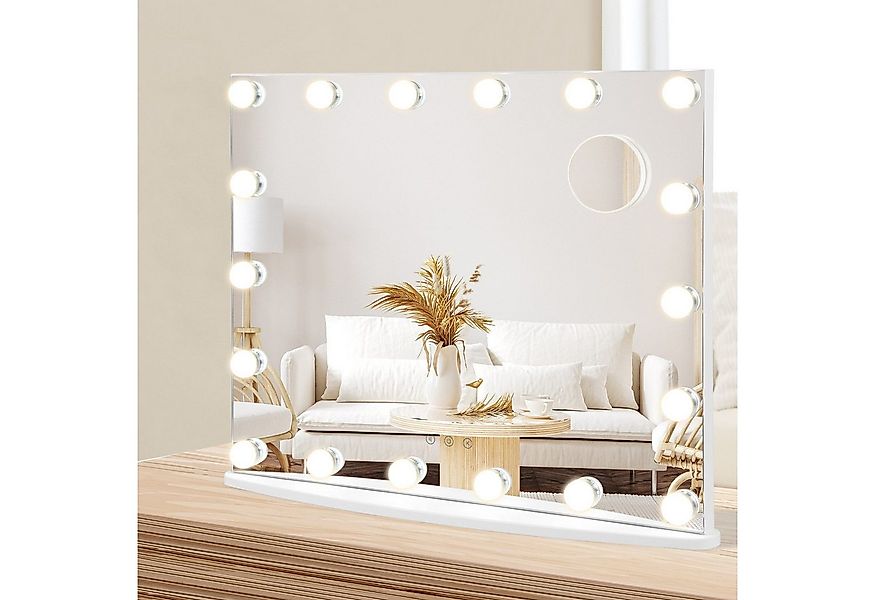 COSTWAY LED-Lichtspiegel, Hollywood Schminkspiegel 18 LED 3X Vergrößerung günstig online kaufen