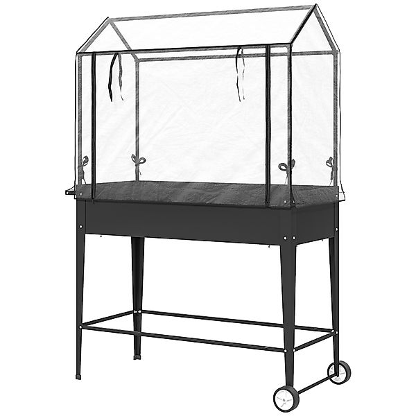 Outsunny Erhöhtes Gartenbeet mit PVC-Abdeckung, Pflanzbeet auf Rädern, roll günstig online kaufen