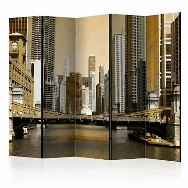 artgeist Paravent Chicago's bridge (vintage effect) II [Room Dividers] grau günstig online kaufen