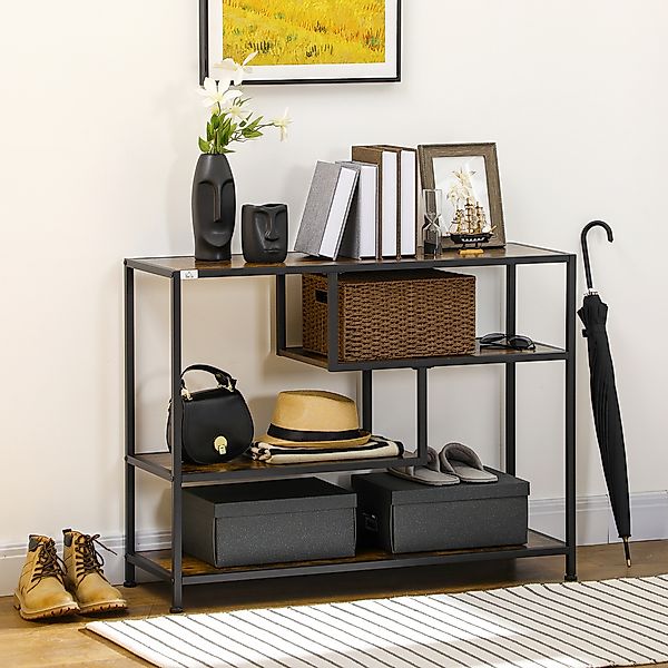 HOMCOM Konsolentisch Standregal mit Kippschutz, Sofatisch im Industriedesig günstig online kaufen