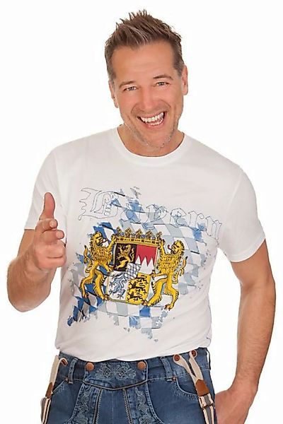KRÜGER BUAM Trachtenshirt Trachtenshirt Herren - BAYERN II - weiß günstig online kaufen