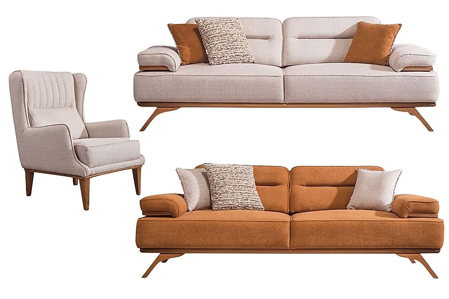 Villa Möbel Polstergarnitur Dora-H, (Sofa Set, Set besteht aus: 3 Sitzer+3 günstig online kaufen