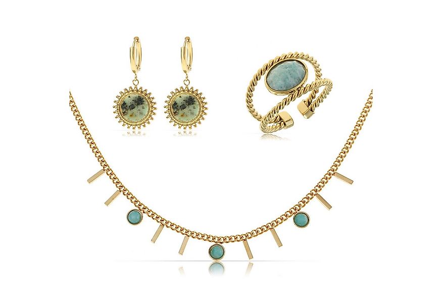 Made by Nami Schmuckset Mehrteilig Damen Gold aus Edelstahl Wasserfest, Hal günstig online kaufen