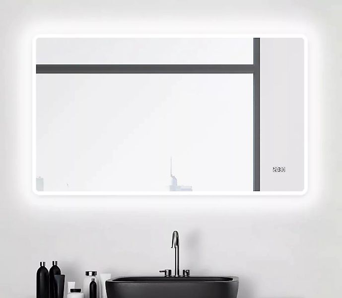 Talos Badspiegel "Sun", BxH: 120x70 cm, energiesparend, mit Digitaluhr günstig online kaufen