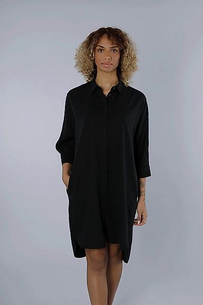 NADINE H Sommerkleid Nadine H modernes Leinen-Kleid mit Kragen in BLACK günstig online kaufen