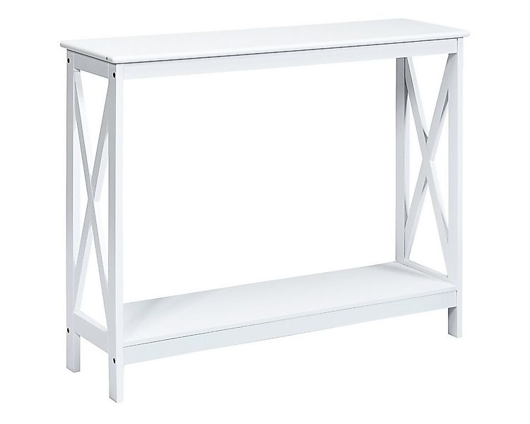 COSTWAY Konsolentisch, 2 Ebene mit Ablage, X-förmig, aus Holz, 100x30x80cm günstig online kaufen