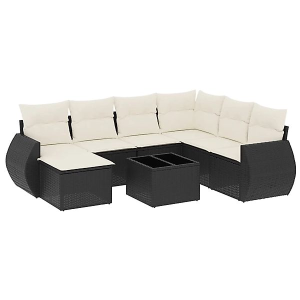 vidaXL 8-Tlg Garten-Sofagarnitur mit Kissen Schwarz Poly Rattan 3254043 günstig online kaufen