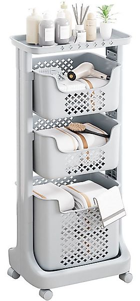 Yorbay Wäschekorb Wäschewagen mit Rollen (Praktischer Wäschesortierer 4-stö günstig online kaufen