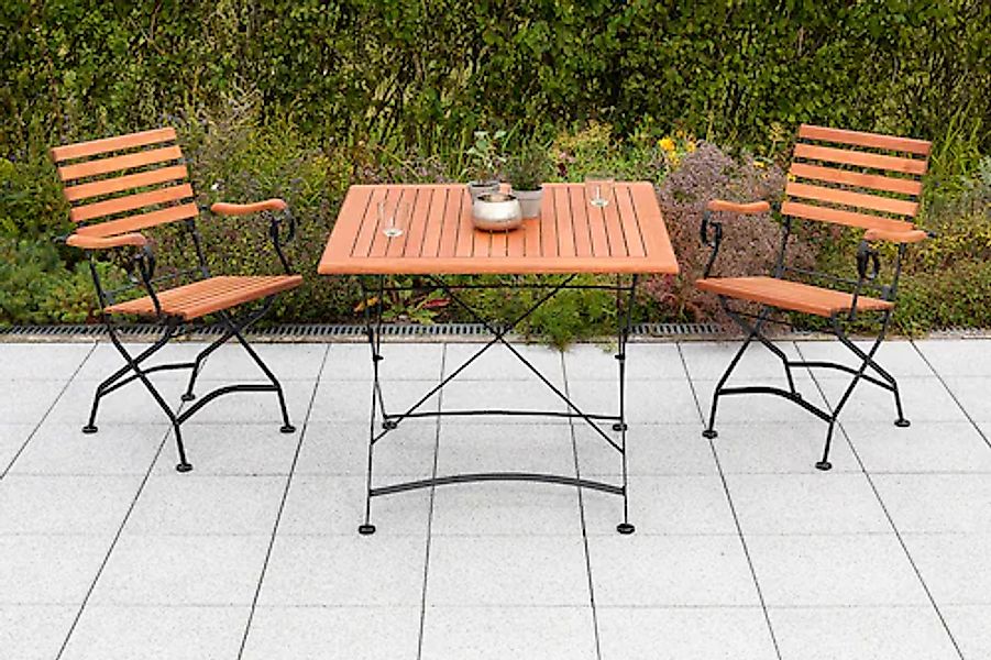 MERXX Balkonset »Schloßgarten« 3 Stk. tlg. 2 Klappsessel mit Klapptisch günstig online kaufen