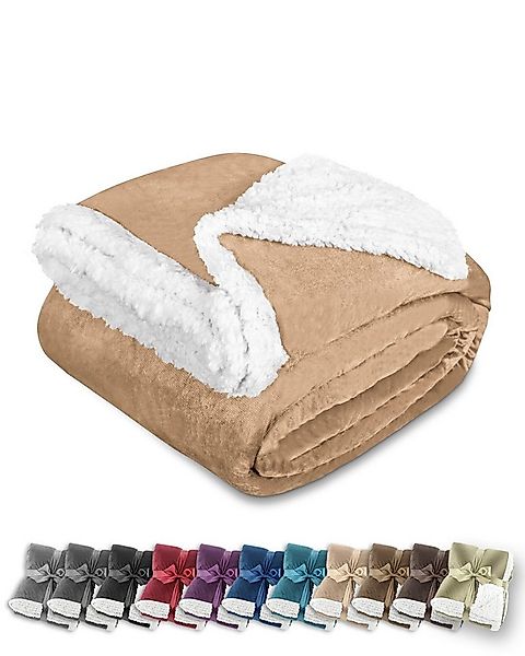 Wohndecke in Lammfell‑Optik - Kuscheldecke flauschig – Sherpa Fleecedecke, günstig online kaufen