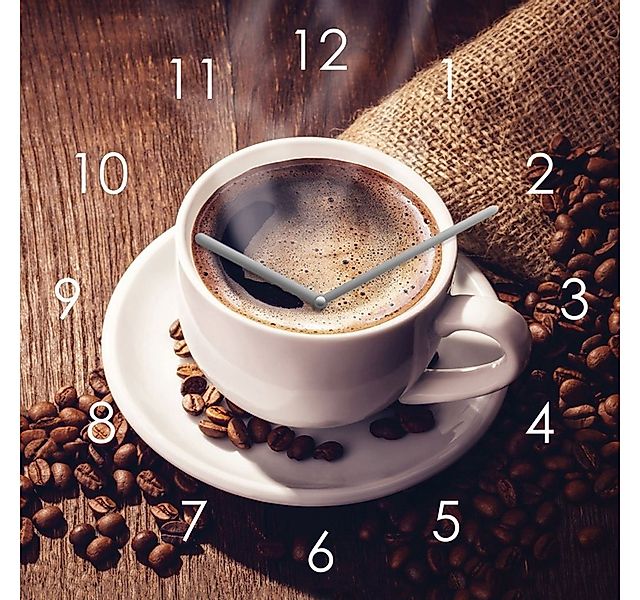 Levandeo® Wanduhr (Wanduhr Glas 20x20cm Kaffee Tasse Coffee Uhr Glasbild Kü günstig online kaufen
