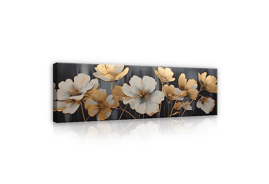 Wallarena Leinwandbild Blumen Gold Beige Abstrakt Wandbilder Wand Dekoratio günstig online kaufen