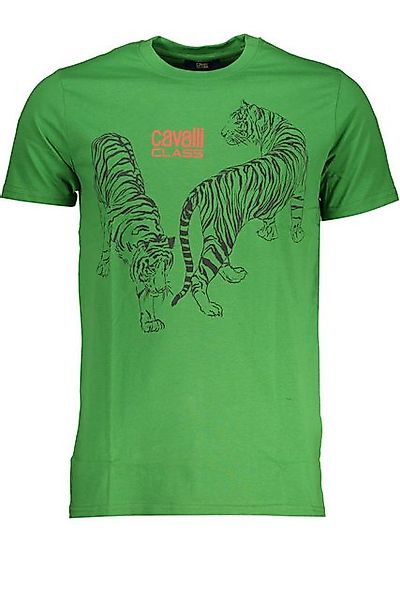 Cavalli Class T-Shirt Herren T-Shirt in Grün mit Rundhals & Logo-Druck - günstig online kaufen