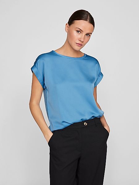 Vila Kurzarmshirt "VIELLETTE S/S SATIN TOP - NOOS", Satin Optik günstig online kaufen