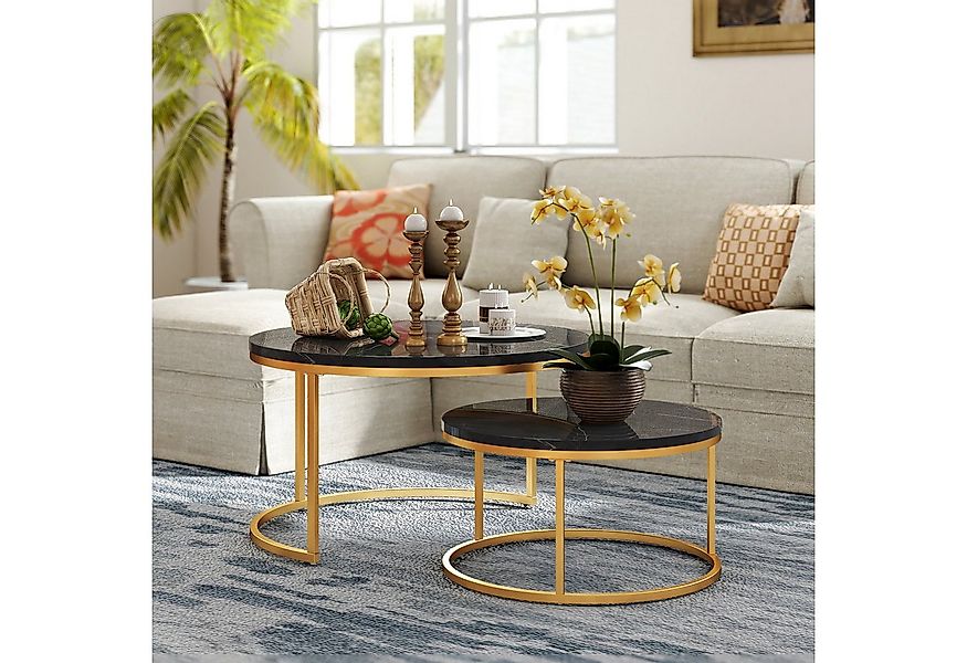 HAUSS SPOLE Couchtisch rund 2er-Satztisch Beistelltisch stapelbarer Sofatis günstig online kaufen