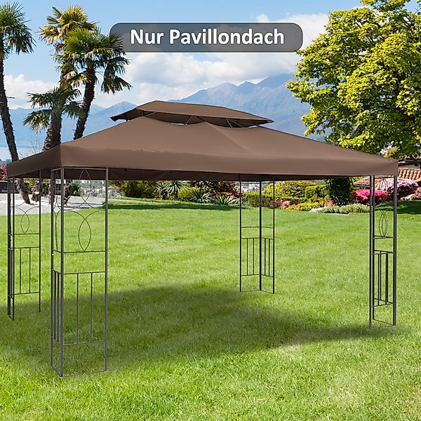 Outsunny Pavillondach Ersatz 3x4m Kaffee Polyester wasserabweisend für Meta günstig online kaufen