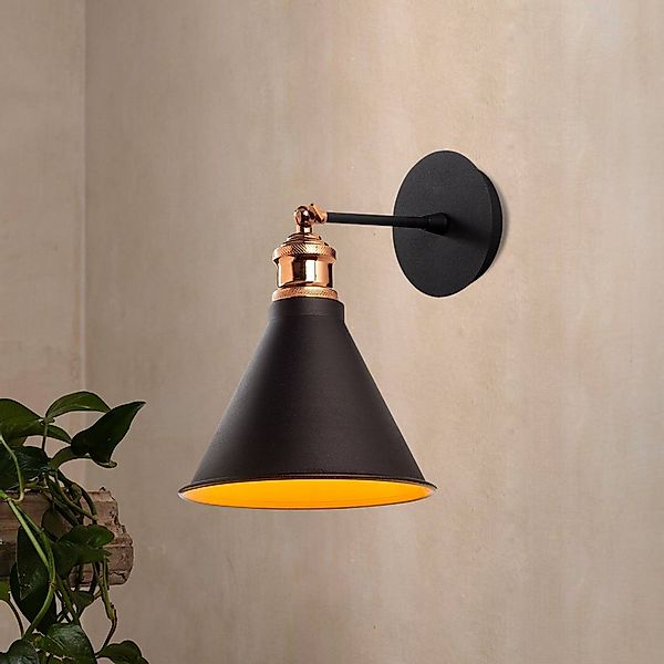 Wandleuchte Berceste, schwarz/gold, Metall, Höhe 29 cm günstig online kaufen