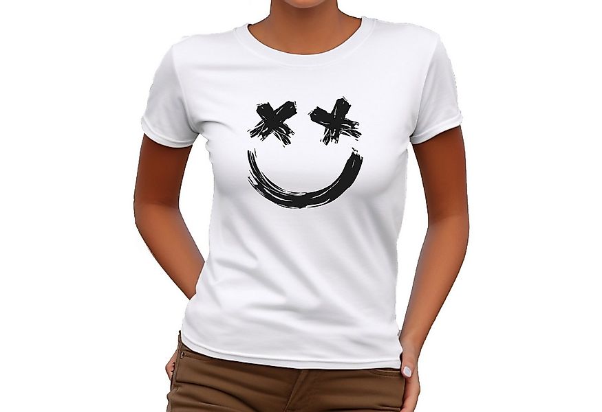 Banco T-Shirt Damen Unifarben Smiley Gesicht Größe XS bis 6XL günstig online kaufen