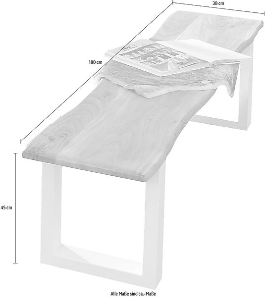 Home affaire Bank "Manhattan" mit Baumkantenoptik und Gestell U-Form aus we günstig online kaufen