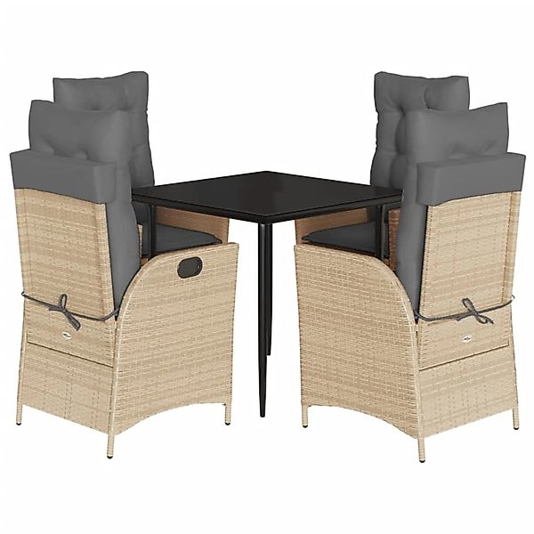 vidaXL 5-Tlg Garten-Essgruppe mit Kissen Beige Poly Rattan 3213255 günstig online kaufen