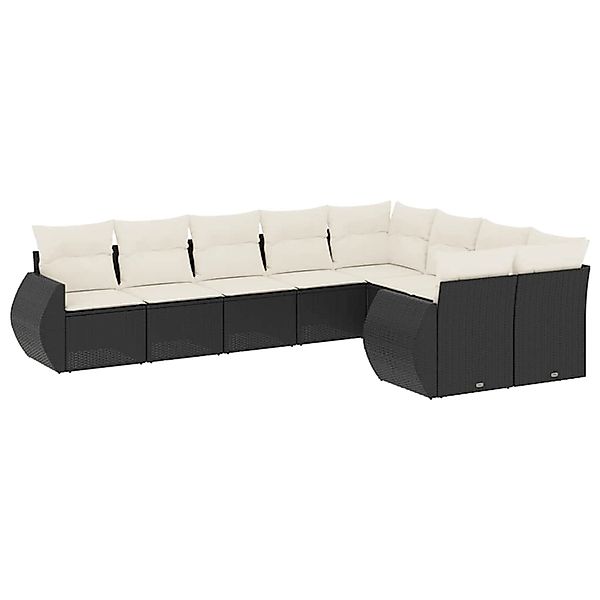 vidaXL 9-Tlg Garten-Sofagarnitur mit Kissen Schwarz Poly Rattan 3254173 günstig online kaufen