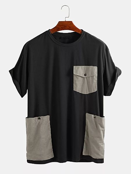 Lose lässige Kurzarm-T-Shirt für Herren mit großen Taschen günstig online kaufen