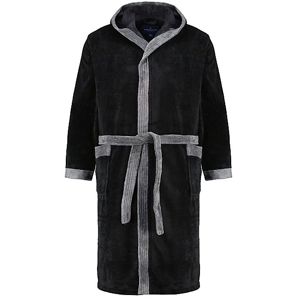 Morgenstern Bademantel aus Softvelours mit Kapuze Farbe schwarz Größe: 5XL günstig online kaufen