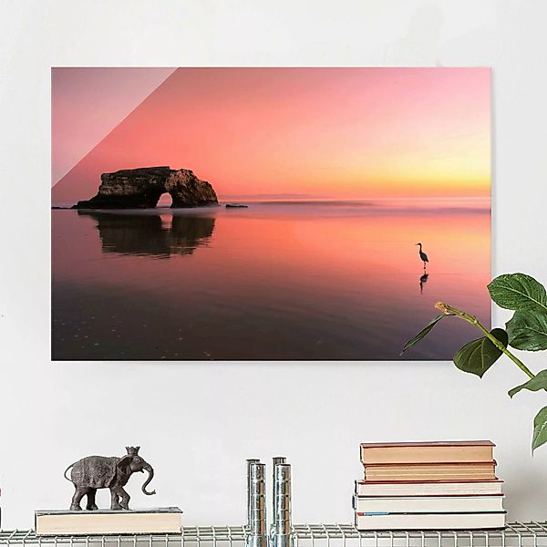 Glasbild - Querformat Natürliche Brücke im Sonnenuntergang günstig online kaufen