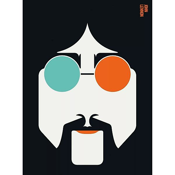 Fototapete John Lennon Türkis Orange Schwarz Weiß 2,00 m x 2,70 m FSC® günstig online kaufen